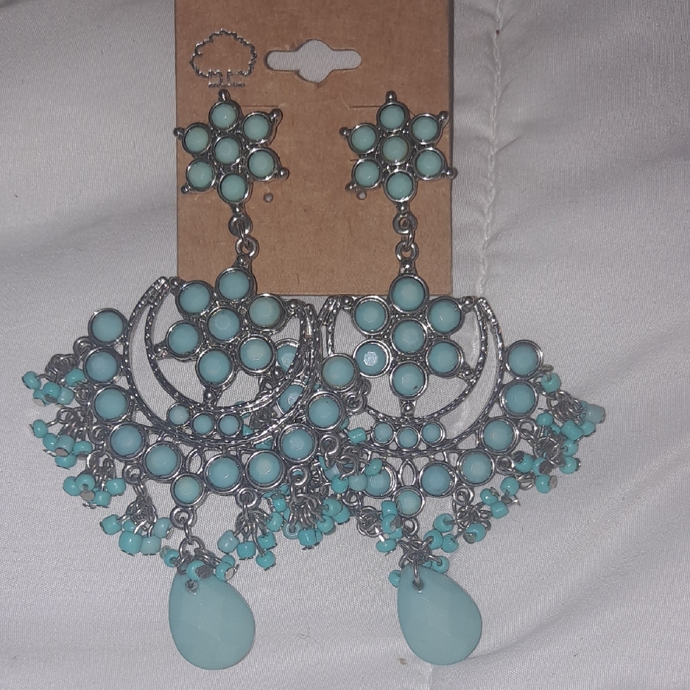 Elegant Turquoise Chandelier Earrings